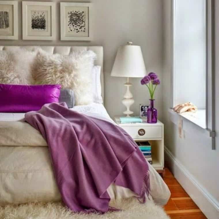 gray cream purple bedroom color scheme