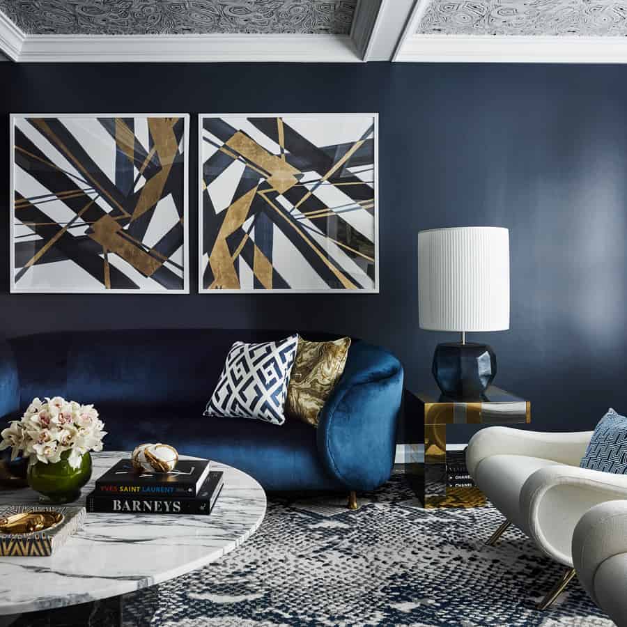 Blue luxe living room